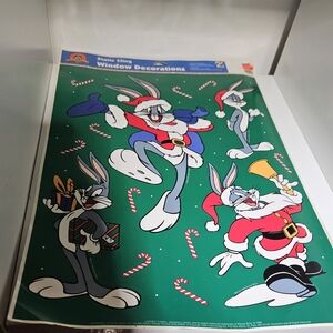 Warner Bros. Bugs Bunny Holiday Window Clings VTG 90s Looney Tunes Christmas
